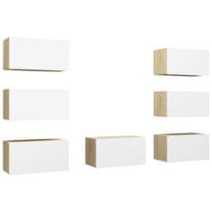 Vidaxl TV ormarići 7 kom bijeli/hrasta 30,5x30x60 cm konstruirano drvo