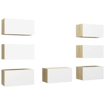Vidaxl TV ormarići 7 kom bijeli/hrasta 30,5x30x60 cm konstruirano drvo