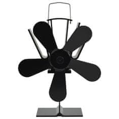 Vidaxl Ventilator za kamin na toplinski pogon, 5 lopatica, crni