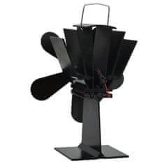 Vidaxl Ventilator za kamin na toplinski pogon, 5 lopatica, crni