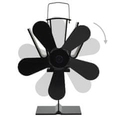 Vidaxl Ventilator za kamin na toplinski pogon, 5 lopatica, crni