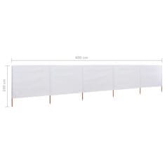 Vidaxl Zaštitna tkanina s 5 krila 600x160 cm pješčano bijela