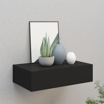 Vidaxl Zidna polica s ladicom Crna 40 x 23,5 x 10 cm MDF