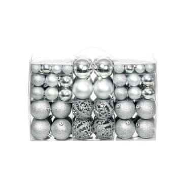 Vidaxl Set kuglica, 100 dijelova, 3/4/6 cm, srebrne