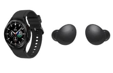 Samsung Galaxy Watch4 Classic pametni sat, 46 mm, crna + Galaxy Buds2 bežične slušalice, grafitne (SM-R890 + SM-R177)