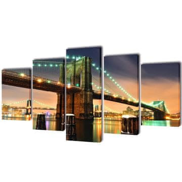 Vidaxl Zidne Slike na Platnu Set s Printom Brooklyn 200 x 100 cm