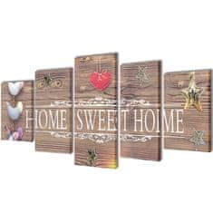 Vidaxl Zidne Slike na Platnu sa Printom Home Sweet Home 200 x 100 cm
