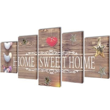 Vidaxl Zidne Slike na Platnu sa Printom Home Sweet Home 200 x 100 cm
