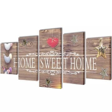 Vidaxl Zidne slike na platnu - Home sweet home 100 x 50 cm