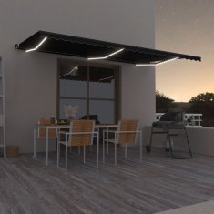 Vidaxl Tenda na ručno uvlačenje s LED svjetlima 600x350 cm antracit