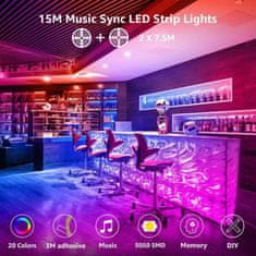 Lepro 15 m Set LED traka RGB IP20 -2 × 7,5 m glazba