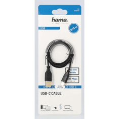 Hama USB-C 2.0 kabel, tip A-C, 0,75 m, Flexi-Slim, crna (200634)