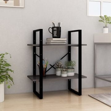 Vidaxl Biblioteka, 2 police, siva, 60x30x70 cm, borovina