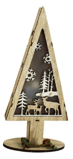 DUE ESSE jeleni, svijetleće drveno božićno drvce, 32 cm