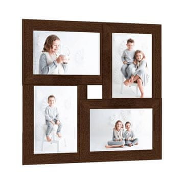 Vidaxl Okvir za 4 fotografije 13x18 cm tamnosmeđi MDF