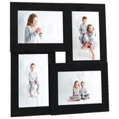 Vidaxl Okvir za 4 fotografije 10x15 cm, crni, MDF