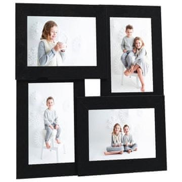 Vidaxl Okvir za 4 fotografije 10x15 cm, crni, MDF