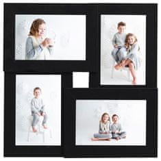 Vidaxl Okvir za 4 fotografije 10x15 cm, crni, MDF