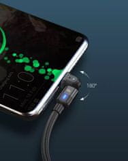 En-TRON USB kabel za punjenje i prijenos podataka, 2 v 1, tip-C, 60W, PD/3A, 180°, crn (A43B)