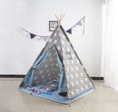 Aga4Kids Dječji Teepee Zvijezde Sivo-plave