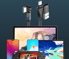 En-TRON USB kabel za punjenje i prijenos podataka, 2 v 1, tip-C, 60W, PD/3A, 180°, crn (A43B)