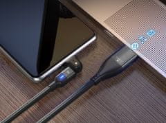 En-TRON USB kabel za punjenje i prijenos podataka, 2 v 1, tip-C, 60W, PD/3A, 180°, crn (A43B)