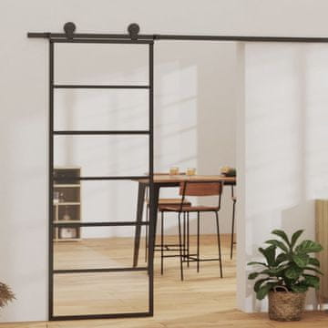 Vidaxl Klizna vrata s okovima, ESG staklo i aluminij, 76x205 cm