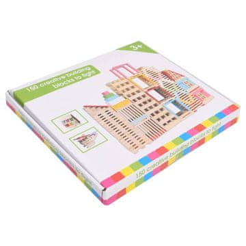 Vidaxl 150-dijelni set drvenih blokova, obojeni bor