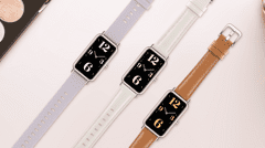 Huawei Watch Fit mini, svijetlo zlatno aluminijsko kućište, bijeli kožni remen