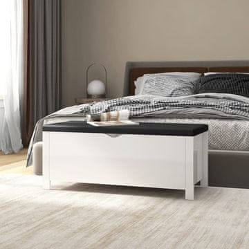 Vidaxl Komoda s jastukom sjajno bijela 105x40x45 cm