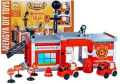 Lean-toys Vatrogasna postaja na baterije + automobili na trenje