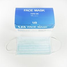 Medicinska maska za usta i nos, 3 sloja, s elastikom, tip IIR, plava, 50/1
