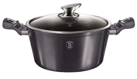 Berlingerhaus Lonac s mramornom površinom Carbon PRO Line, 28 cm, s poklopcem