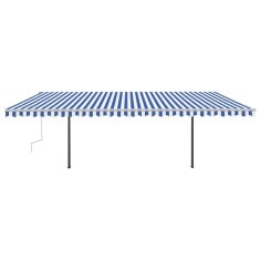 Vidaxl Tenda na ručno uvlačenje s LED svjetlom 6x3 m plavo-bijela