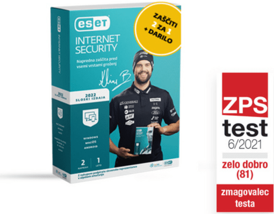 ESET Internet Security antivirusni softver, 2 licence, 1 godina (IS 2 BOX SLOSKI)