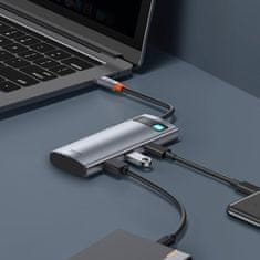BASEUS Metal Gleam HUB adapter USB-C - 2x USB, HDMI, TF, siva