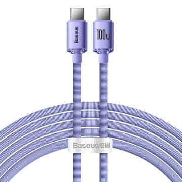 BASEUS Crystal Shine kabel USB-C / USB-C 5A 100W 2m, ljubičasta