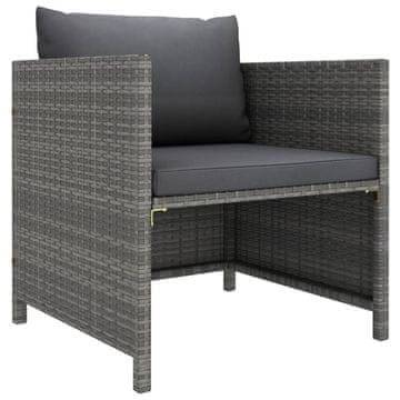 Vidaxl Vrtna sofa s jastucima, siva, poli ratan