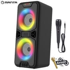 SPK816 prijenosni zvučnik, karaoke zvučni sustav, ugrađena baterija, Bluetooth 5.0, Disco LED svjetla, crna (MAN-SPK816)