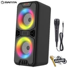 SPK816 prijenosni zvučnik, karaoke zvučni sustav, ugrađena baterija, Bluetooth 5.0, Disco LED svjetla, crna (MAN-SPK816)
