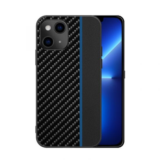  maskica za iPhone 13, silikonska, carbon crna s plavom crtom 