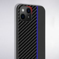 maskica za iPhone 13, silikonska, carbon crna s plavom crtom