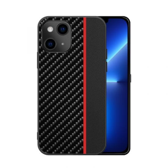 maskica za iPhone 13, silikonska, carbon crna s crvenom crtom