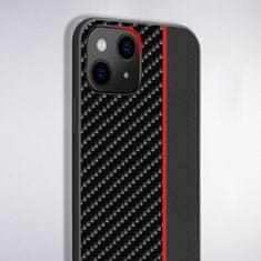 maskica za iPhone 13 Mini, silikonska, carbon crna s crvenom crtom