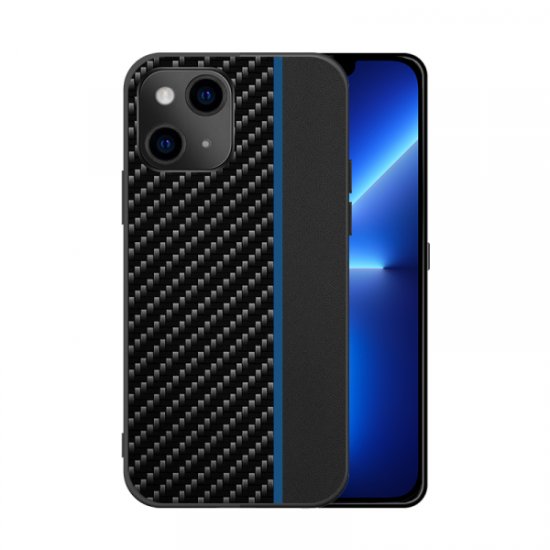  maskica za iPhone 13 Pro, silikonska, carbon crna s plavom crtom 