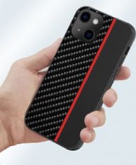 maskica za iPhone 13 Pro Max, silikonska, carbon crna s crvenom crtom