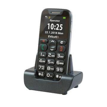 Evolveo EasyPhone mobilni telefon za starije osobe s SOS tipkom i punjačkom stanicom, crni
