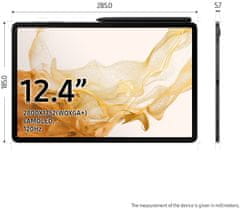 Samsung Galaxy Tab S8+ (X800) tablet, Wi-Fi, 128 GB, tamno sivi
