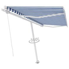 Vidaxl Samostojeća tenda na ručno uvlačenje 450 x 300 cm plavo-bijela