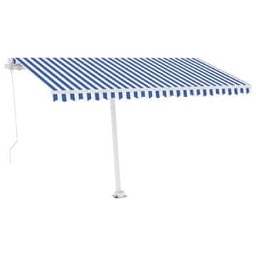 Vidaxl Tenda na ručno uvlačenje s LED svjetlom 400x300 cm plavo-bijela